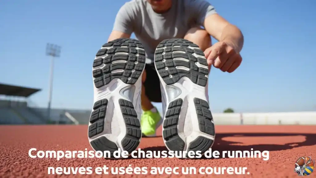 Comparaison de chaussures de running neuves et usées avec un coureur