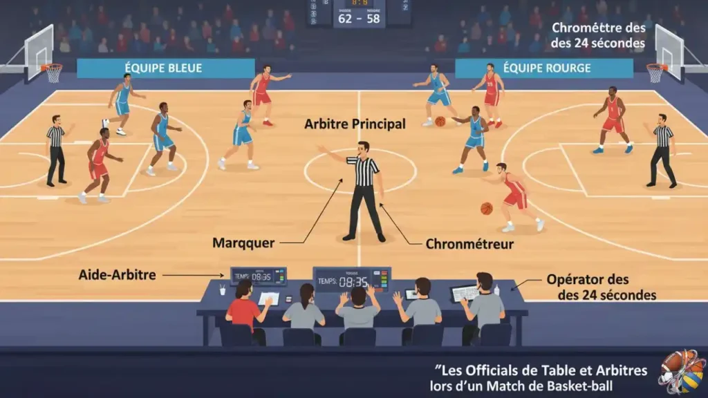 Les Officiels de Table et Arbitres lors d'un Match de Basket-ball