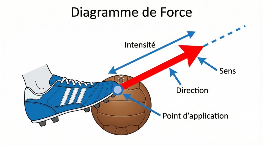 Caractéristiques d'une force exemple du tir au football