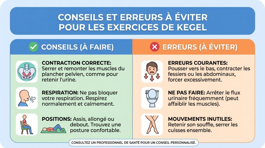 Conseils et erreurs à éviter pour les exercices Kegel