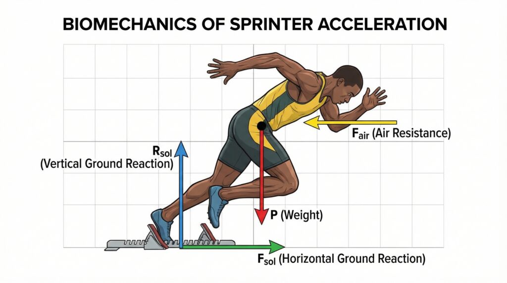 Forces sur un sprinter en phase d'accélération