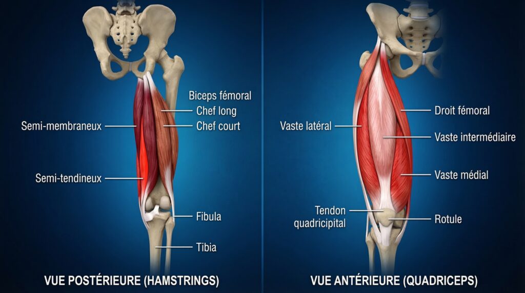 Ischio-jambiers et quadriceps