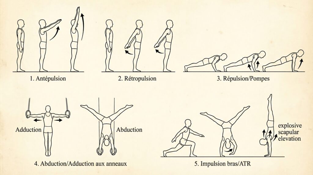 Les 5 actions principales du membre supérieur en gymnastique