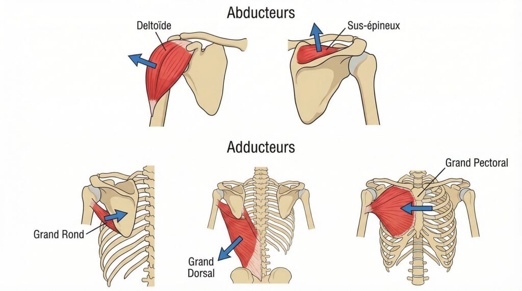 Muscles abducteurs et adducteurs de l'épaule