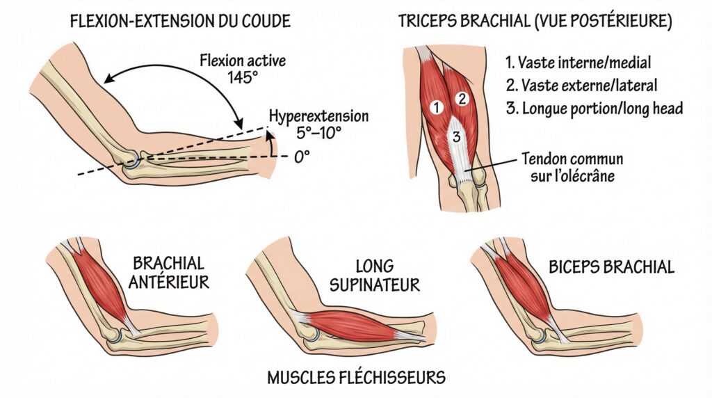 Muscles fléchisseurs et extenseur du coude