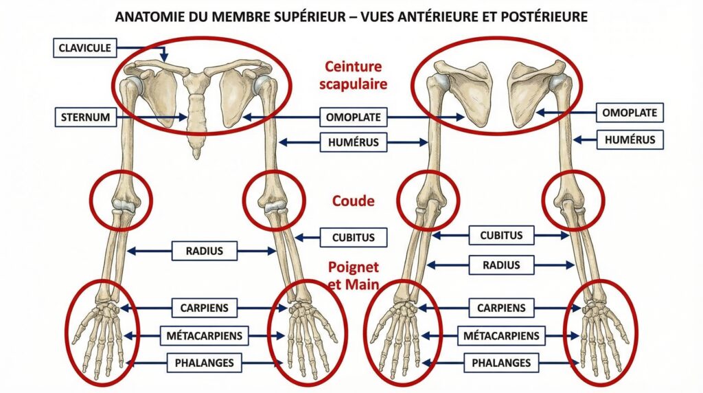 Vue d'ensemble du squelette du membre supérieur