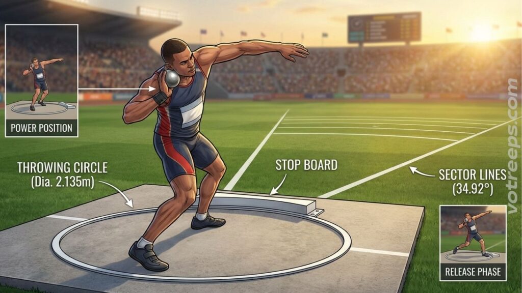 shot put athletics on a stadium field