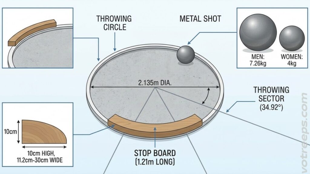 shot put equipment including the metal shot