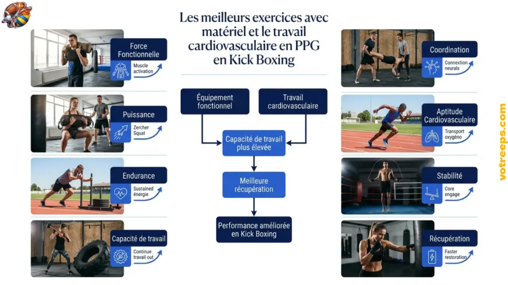 Les meilleurs exercices avec matériel et le travail cardiovasculaire en PPG en Kick Boxing